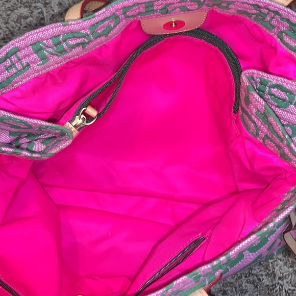 Dooney & Bourke Pink and Green Satchel Bag - Picture 4 of 5